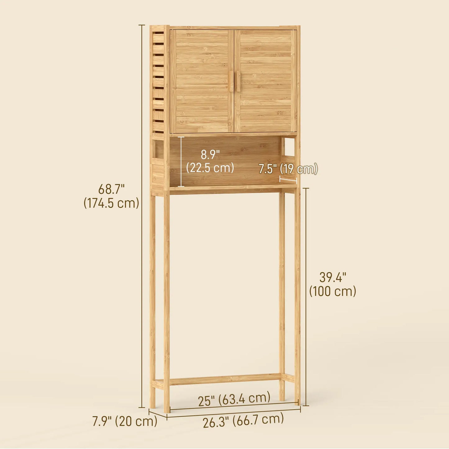 Over The Toilet Cabinet, 2 Doors, Adjustable Shelf, Natural Wood Finish Over The Toilet Storage at Gallery Canada