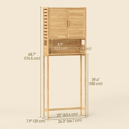 Over The Toilet Cabinet, 2 Doors, Adjustable Shelf, Natural Wood Finish Over The Toilet Storage at Gallery Canada