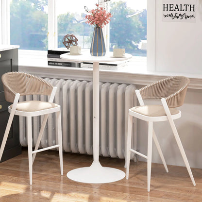 Modern Round High Top Bar Table, Steel Base, 2-Person, White Bar Tables & Dining Tables at Gallery Canada