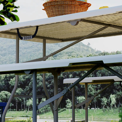 6FT Portable Camping Table Bench Set, Folding Picnic Table with 2 Benches, White Picnic Tables & Camping Chairs at Gallery Canada