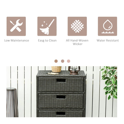 32" Rattan Patio Organizer, 3 Drawers, Outdoor Garden Storage Patio Storage Boxes at Gallery Canada