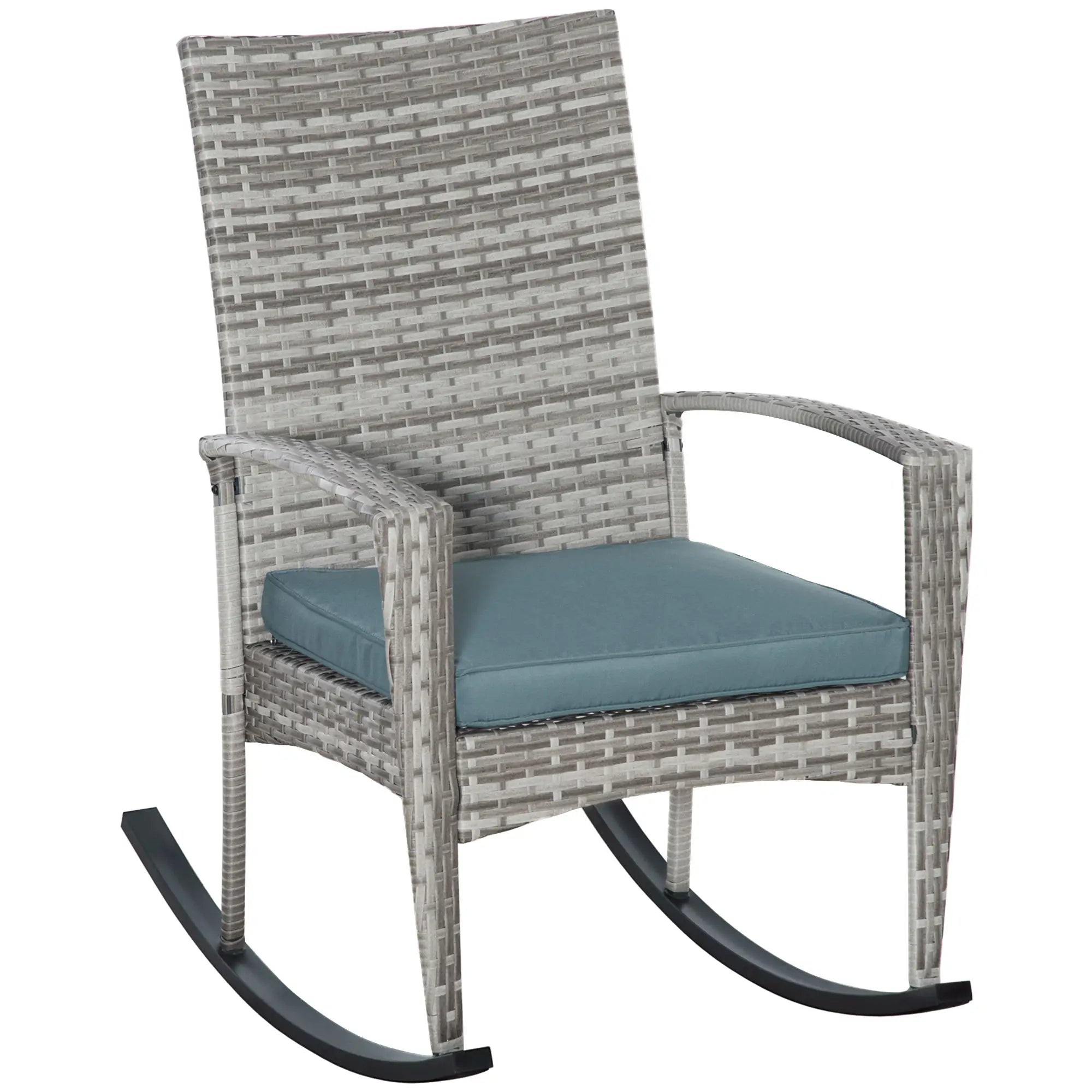 Outdoor PE Rattan Rocking Chair, Garden Glider, Grey Patio Chairs at Gallery Canada