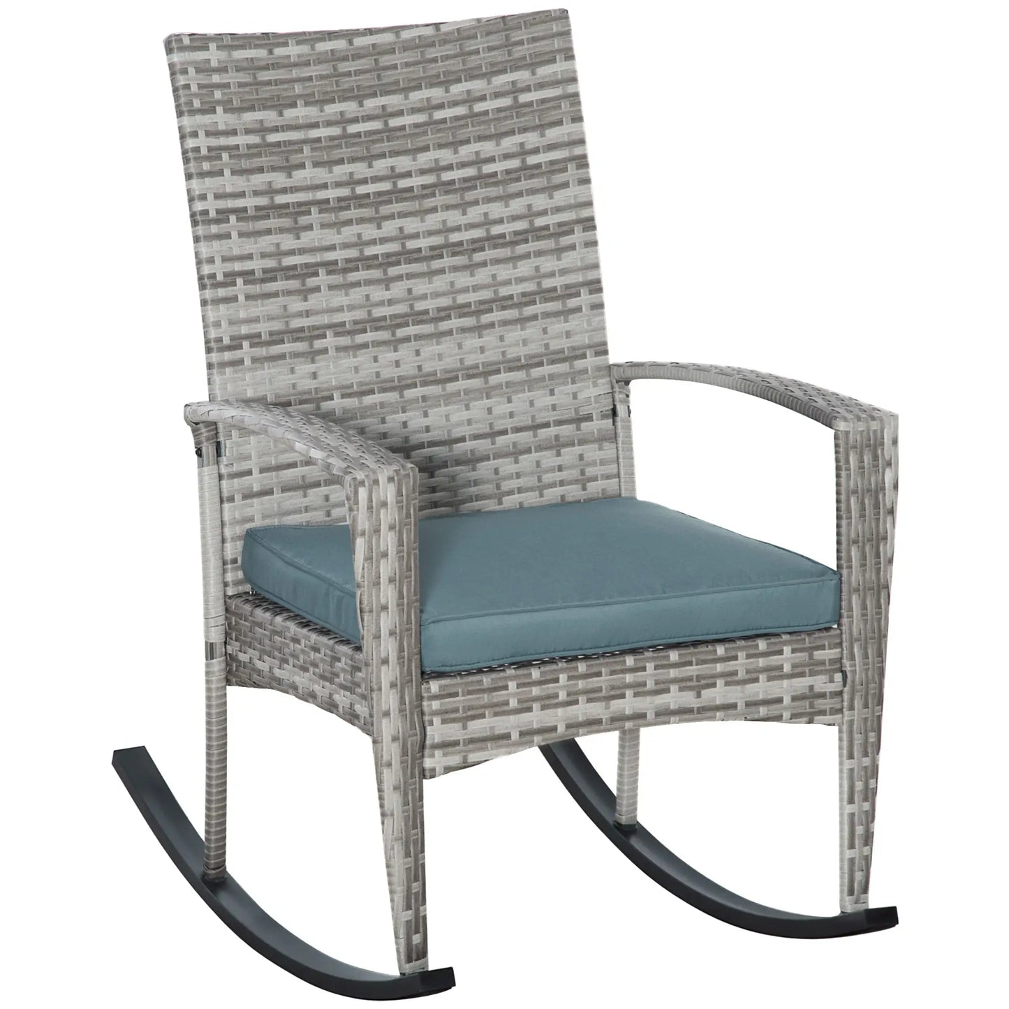 Outdoor PE Rattan Rocking Chair, Garden Glider, Grey Patio Chairs at Gallery Canada