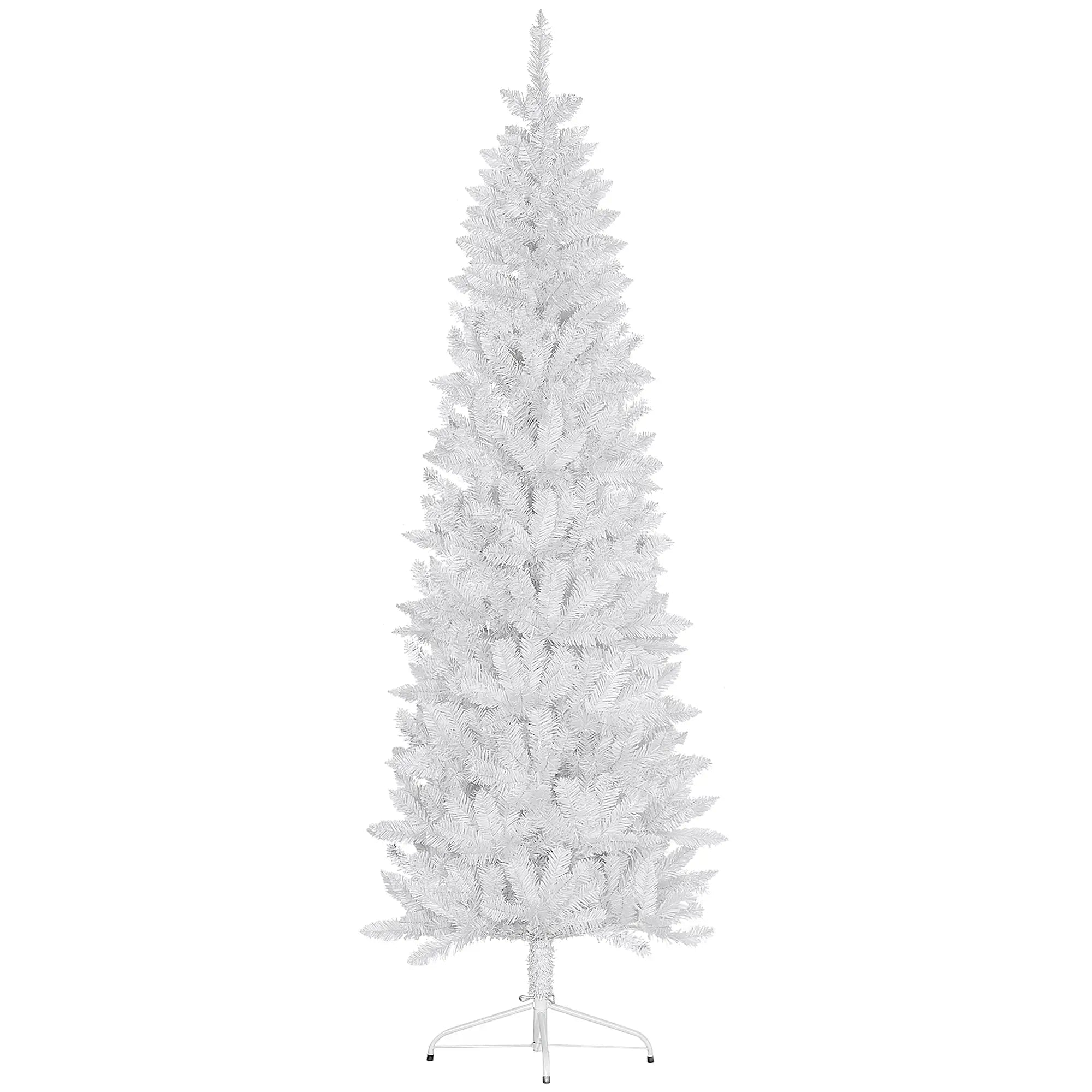 7ft Pencil Artificial Christmas Tree, 687 Branch Tips, Steel Base, White Pencil Christmas Trees at Gallery Canada