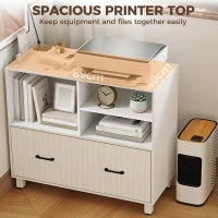 Armoire de classement latérale de bureau, 1 tiroir, étagères ouvertes, blanc