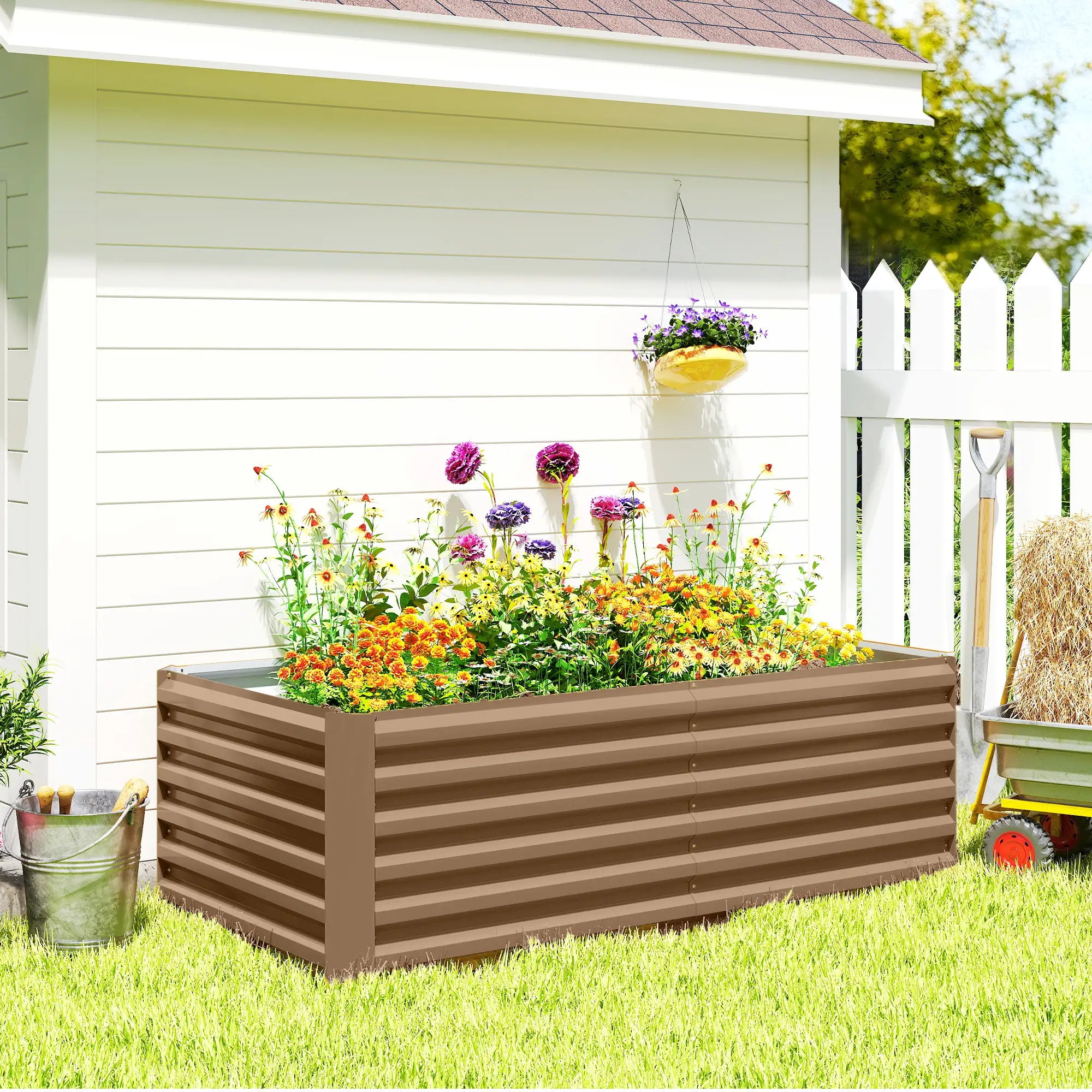 6' x 3' x 2' Raised Garden Bed, Galvanized Planter Box, Brown Galvanized Planter Boxes at Gallery Canada