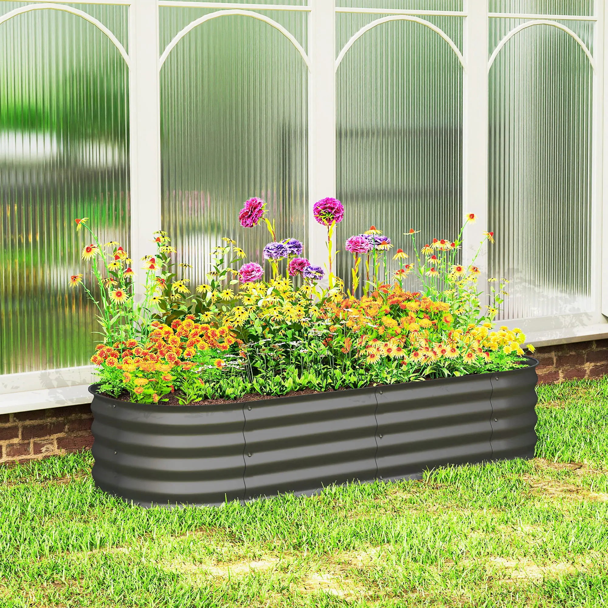 4.9 x 2 x 1ft Galvanized Raised Garden Bed, Metal Planter Box, Dark Grey Raised Garden Beds at Gallery Canada
