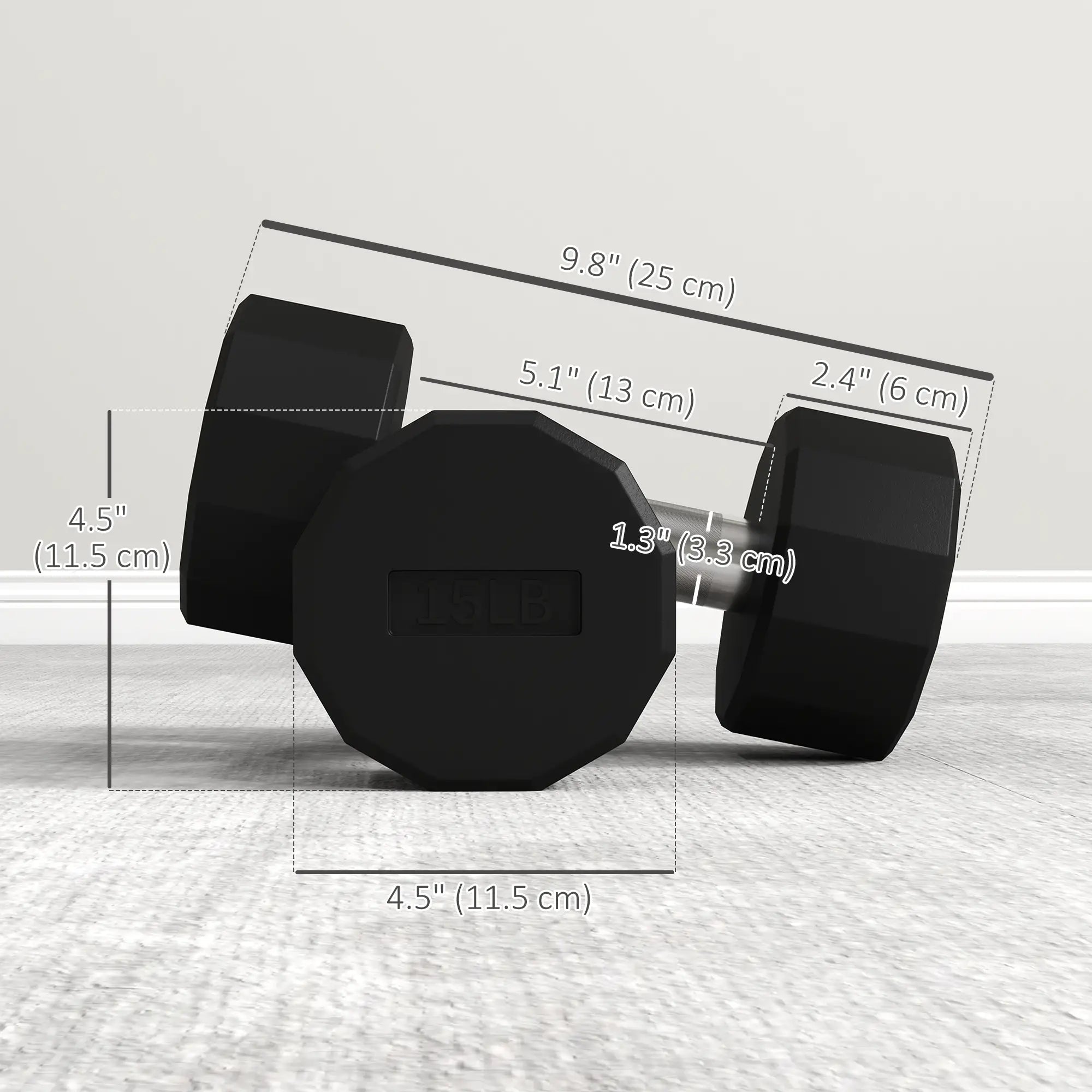 2 x 15lbs Dumbbells Set, Non-Slip Grip, Rubber Covered Weights Dumbbells & Barbells at Gallery Canada