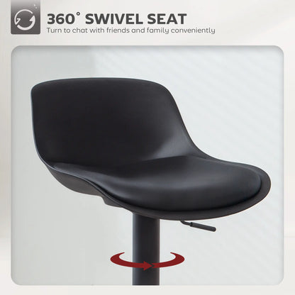 Counter Height Bar Stools Set of 2, Adjustable Swivel PU Leather Seat, Black Bar Stools at Gallery Canada
