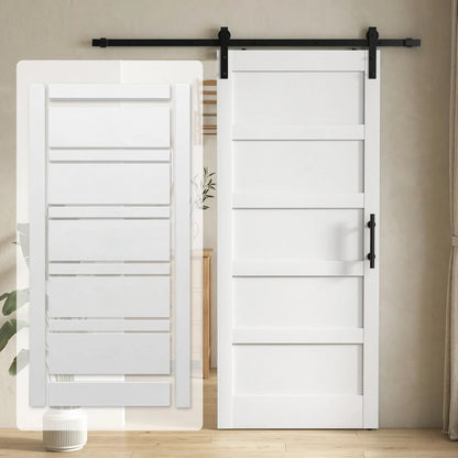 36"x84" Sliding Barn Door With Hardware Kit, White Wood Grain, White Door Hardware at Gallery Canada