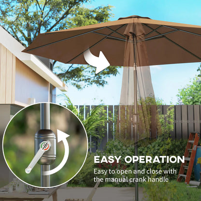 10' x 8' Round Market Umbrella, Crank Handle, Tilt, Outdoor Parasol Sun Umbrellas at Gallery Canada