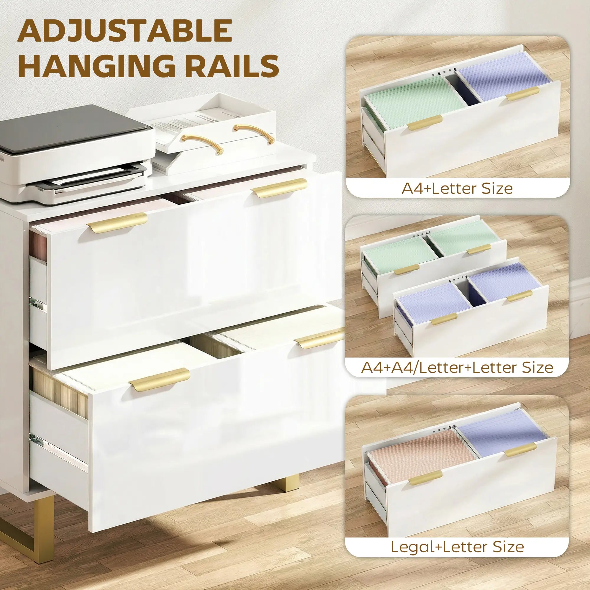 2 Drawer Lateral File Cabinet, Letter/A4/Legal Size, High Gloss White, White Office Cabinets & Cupboards at Gallery Canada