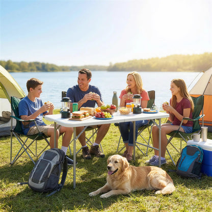 47" x 24" Folding Camping Table, White, Adjustable Height, Indoor Outdoor, White Picnic Tables & Camping Chairs at Gallery Canada
