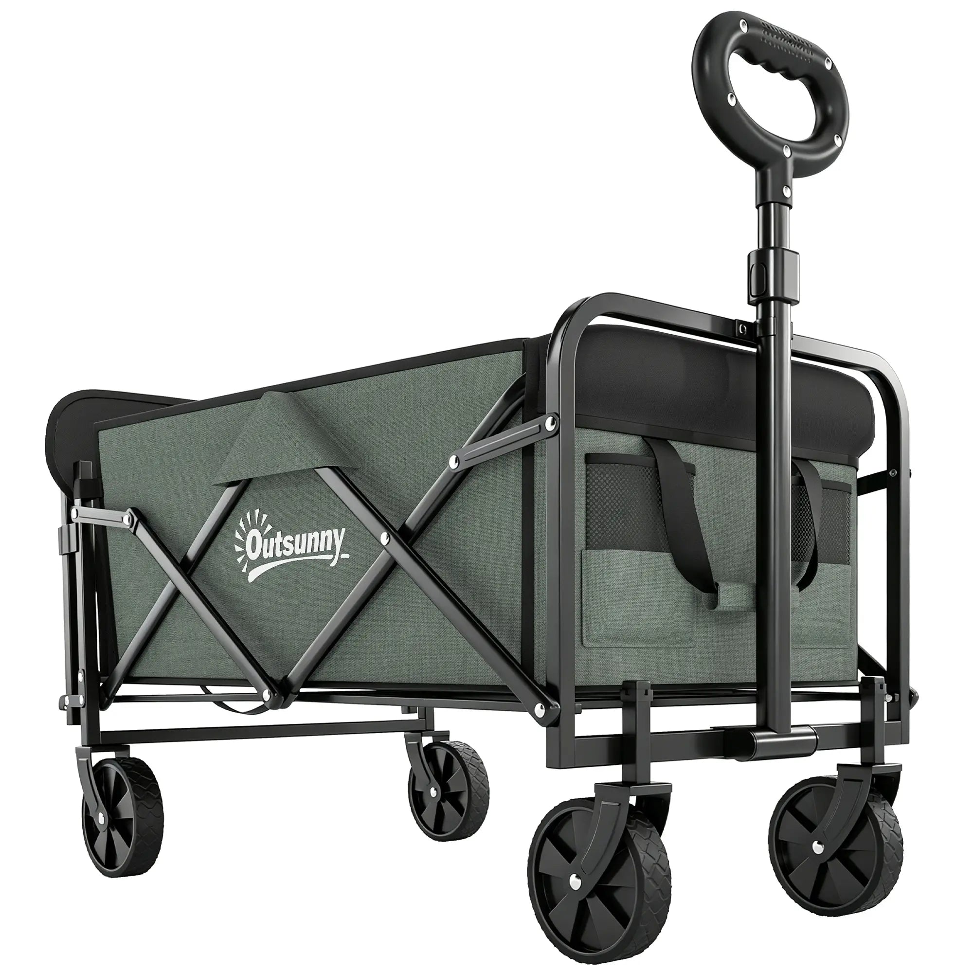 Foldable Collapsible Wagon Cart, 72L & 198 LBS Capacity, Green Folding Garden Carts Green at Gallery Canada