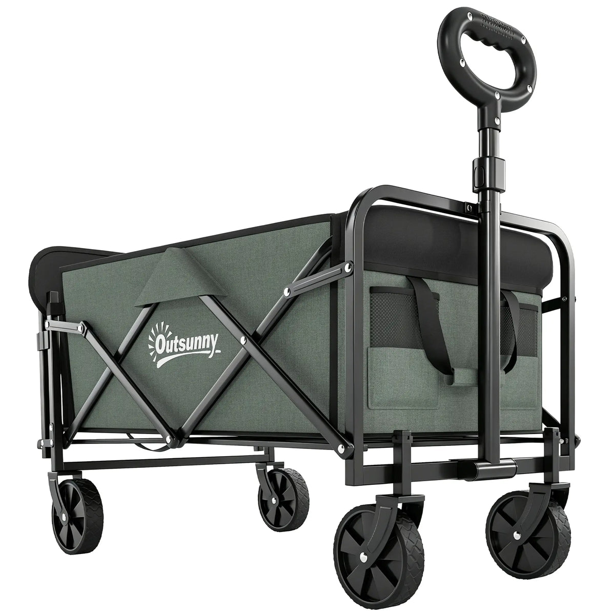 Foldable Collapsible Wagon Cart, 72L & 198 LBS Capacity, Green Folding Garden Carts Green at Gallery Canada