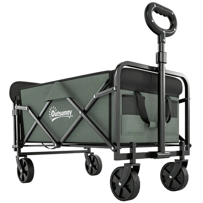 Foldable Collapsible Wagon Cart, 72L & 198 LBS Capacity, Green Folding Garden Carts Green at Gallery Canada