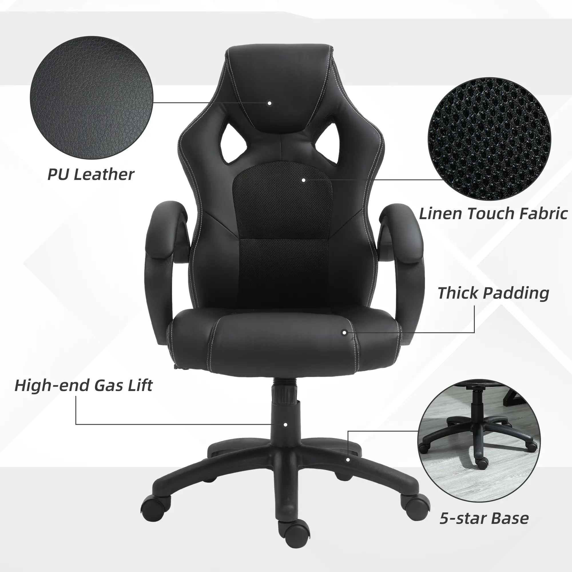Racing Gaming Chair, Swivel Wheels, Padded Headrest, Tilt, Black Executive & Manager Chairs at Gallery Canada