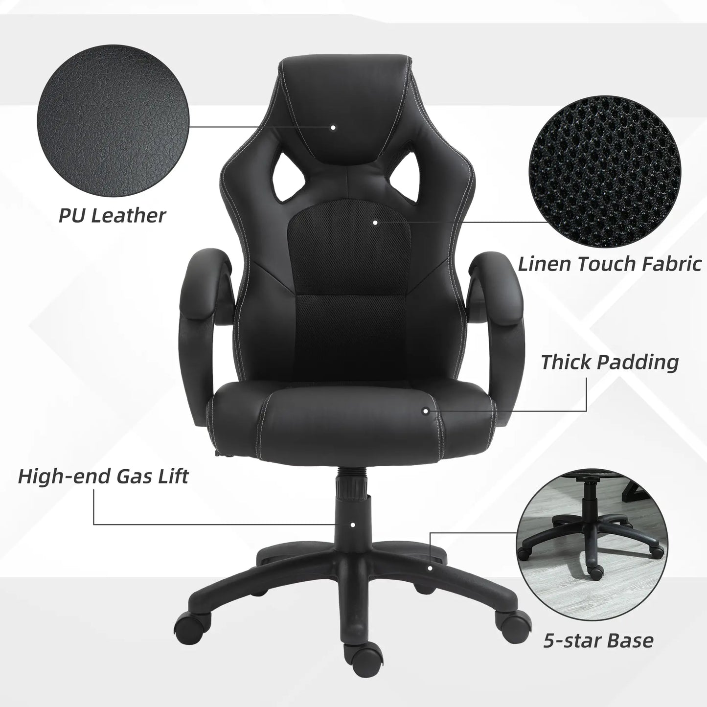 Racing Gaming Chair, Swivel Wheels, Padded Headrest, Tilt, Black Executive & Manager Chairs at Gallery Canada