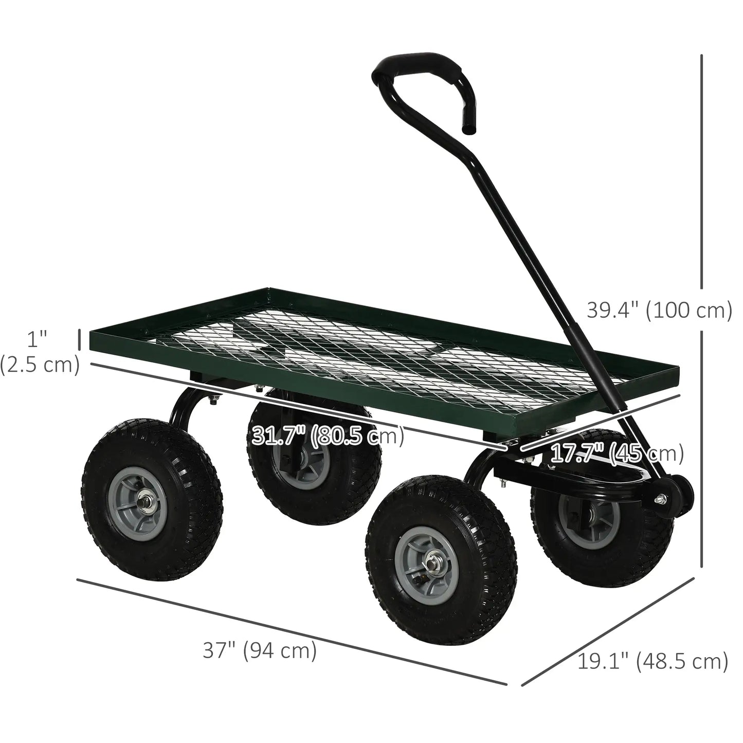 Heavy Duty Garden Wagon, 10" Wheels, 330 lbs, Black Folding Garden Carts at Gallery Canada
