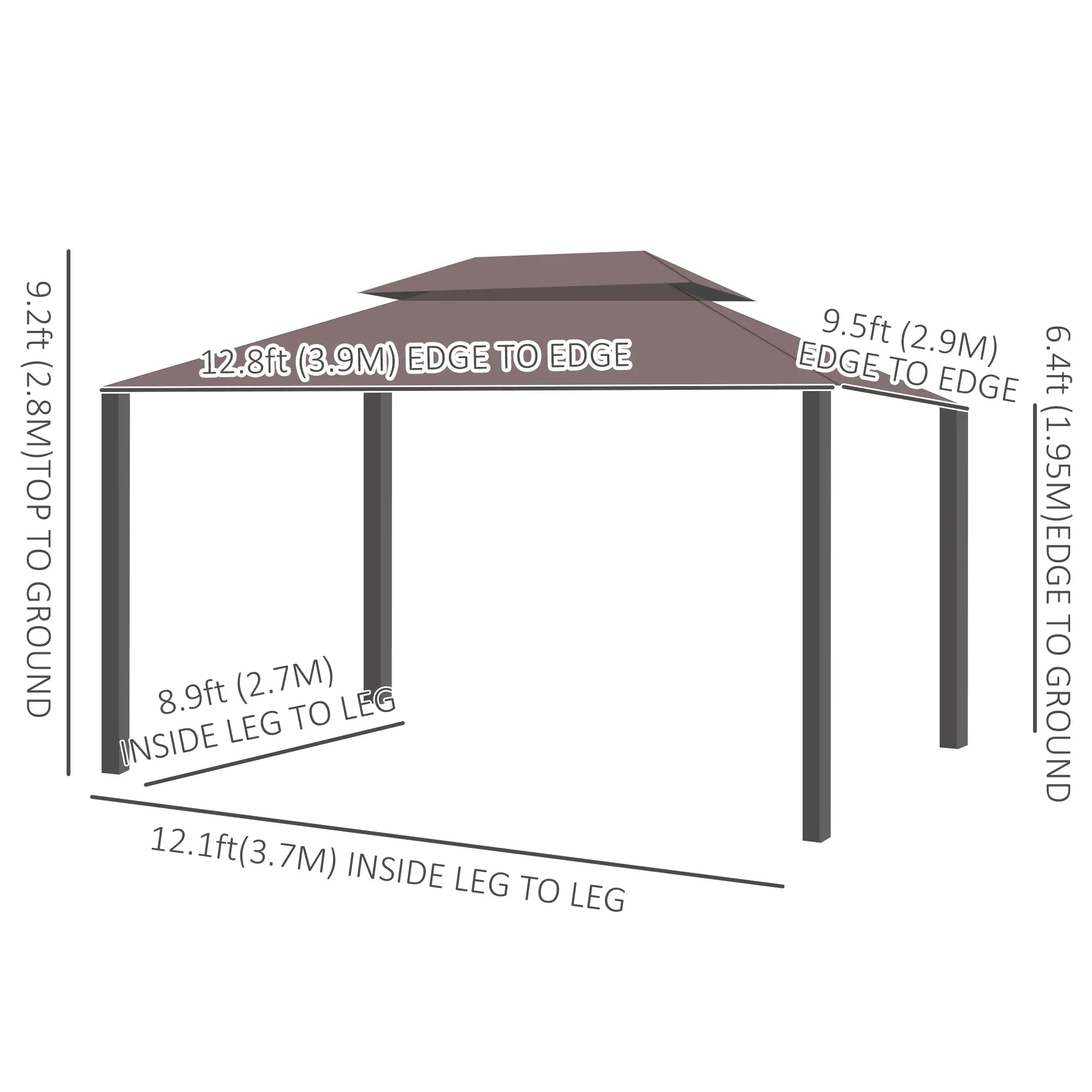 10 x 13ft Aluminum Gazebo, Double Tier Canopy, Netting, Curtains, Coffee Gazebos at Gallery Canada