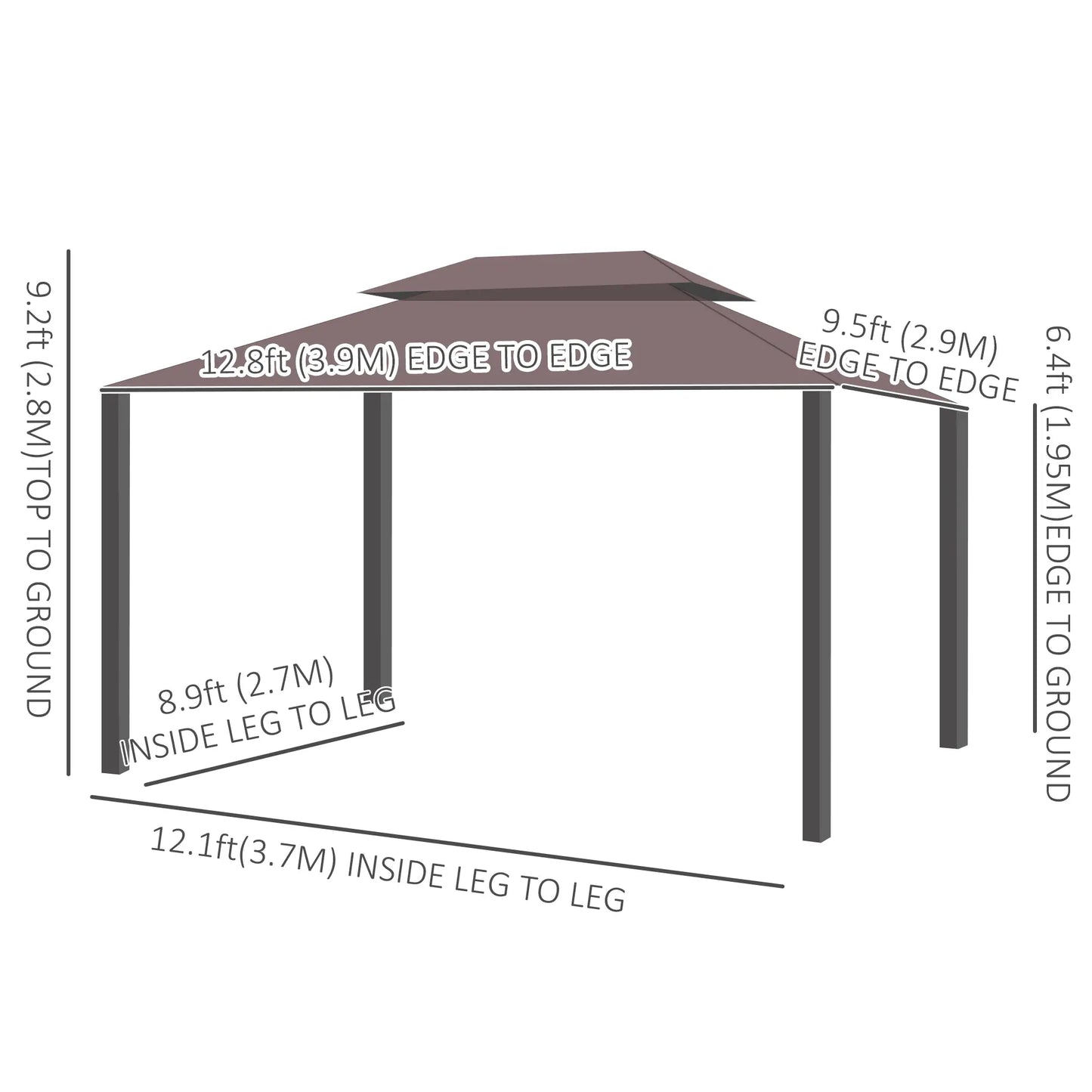 10 x 13ft Aluminum Gazebo, Double Tier Canopy, Netting, Curtains, Coffee Gazebos at Gallery Canada