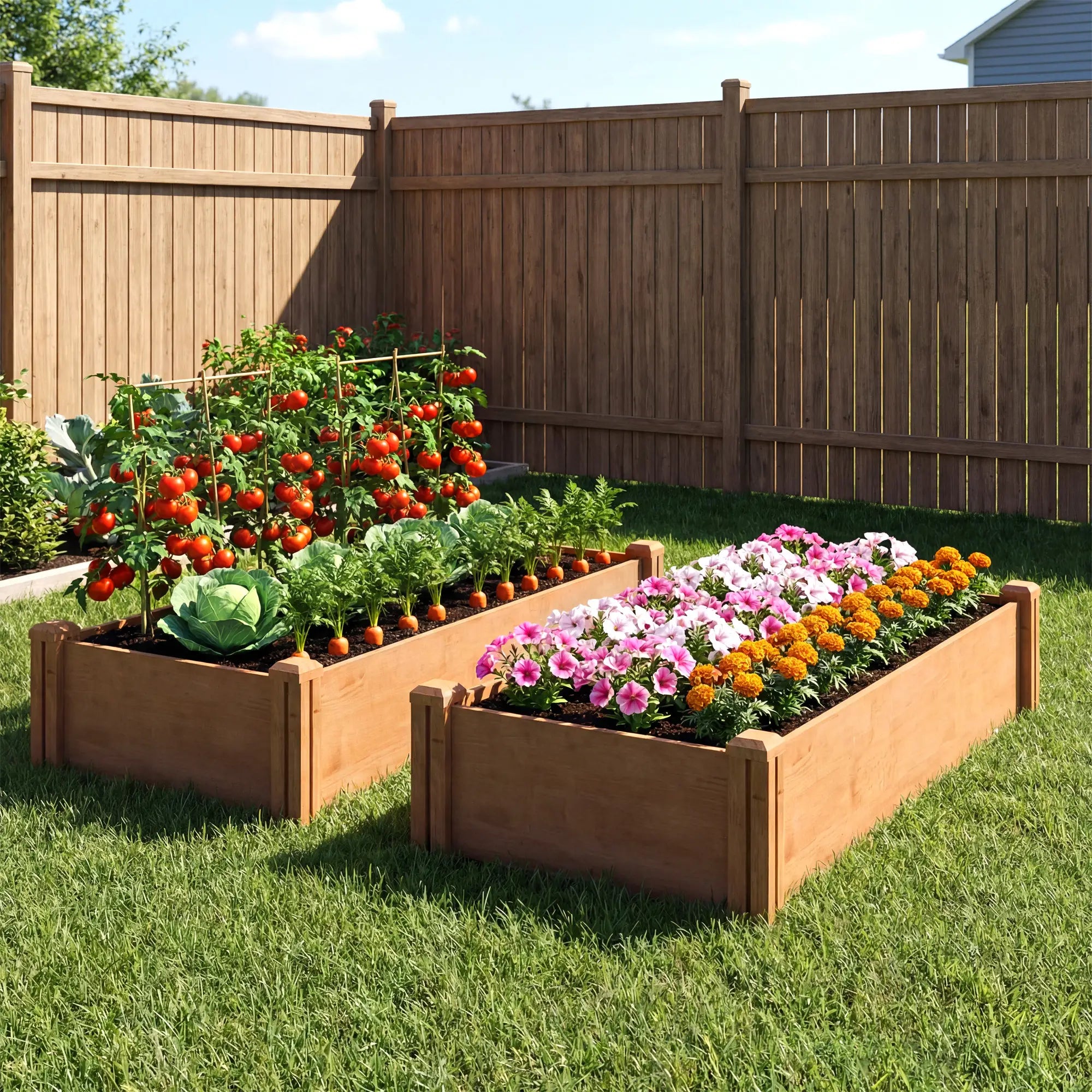 Wooden Raised Garden Bed, 8 x 4 x 1ft, Elevated Box With Dividers Wooden Planter Boxes at Gallery Canada