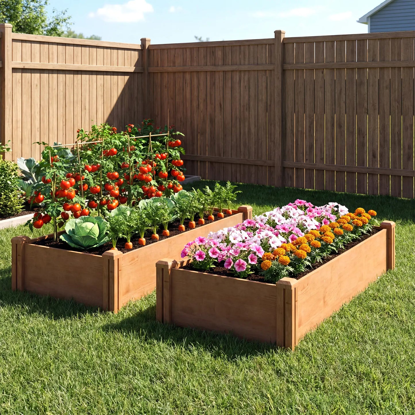 Wooden Raised Garden Bed, 8 x 4 x 1ft, Elevated Box With Dividers Wooden Planter Boxes at Gallery Canada