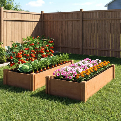 Wooden Raised Garden Bed, 8 x 4 x 1ft, Elevated Box With Dividers Wooden Planter Boxes at Gallery Canada