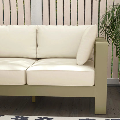 Outdoor Loveseat, Garden Sofa with Cushions, 54.3"x27.6"x24.6", Cream White Patio Chairs at Gallery Canada