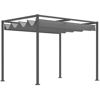 10x7ft Pergola, Retractable Roof, Outdoor Patio Sun Shelter, Grey Pergolas at Gallery Canada