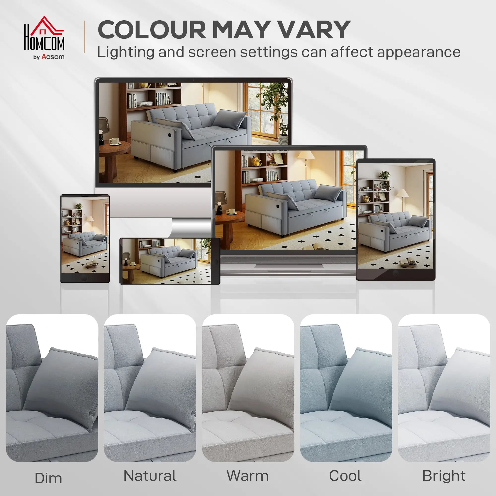 3-In-1 Convertible Sofa Bed, Pull Out Sleeper, Adjustable Backrest, Light Grey 2-Seater Sofas at Gallery Canada