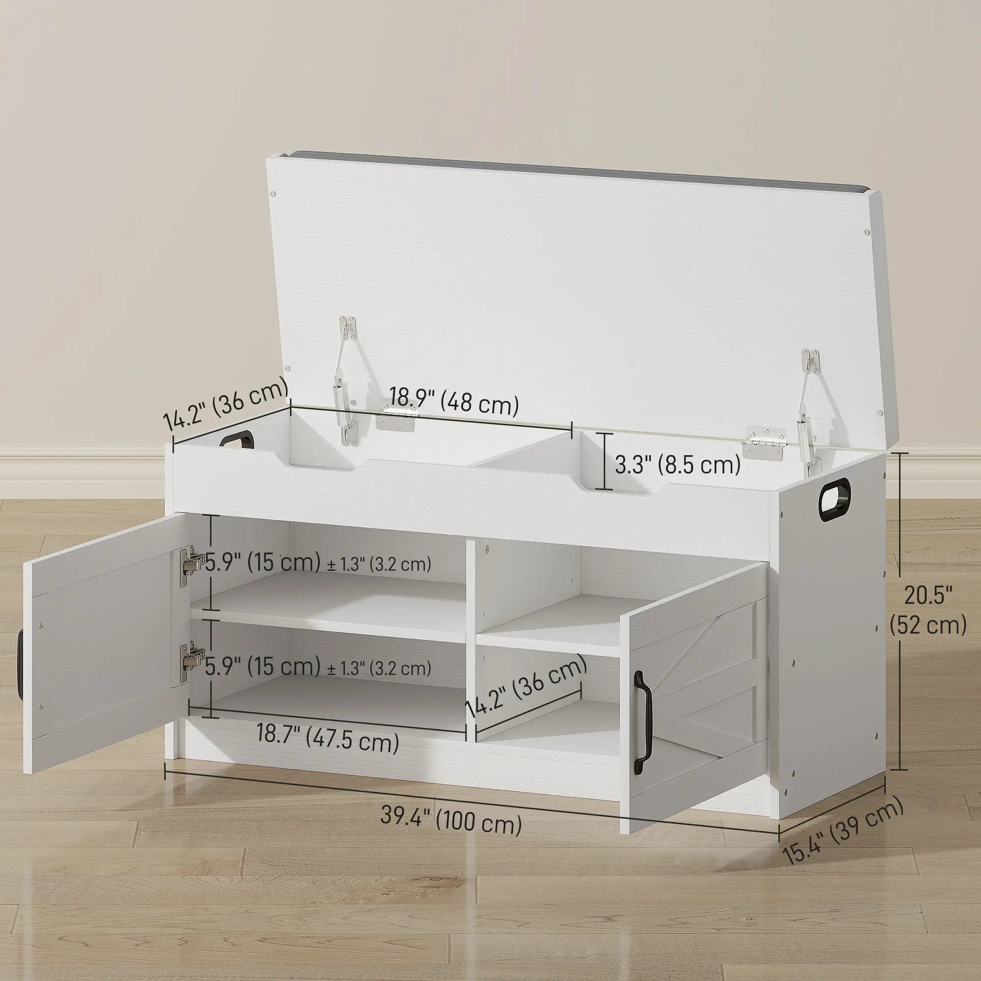Shoe Storage Bench, 2-Tier Cabinet, Flip-Top, Padded Cushion, White Shoe Storage Cabinets & Racks at Gallery Canada