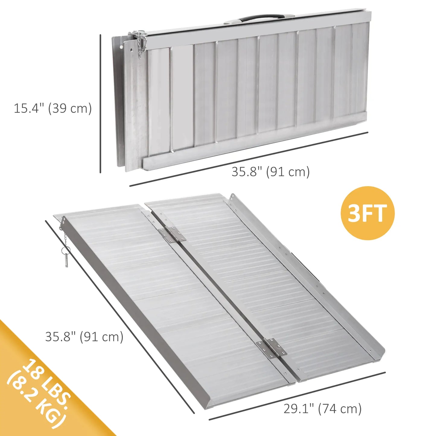 3ft Textured Aluminum Folding Wheelchair Ramp, Portable Threshold Ramp Knee Walker & Wheelchair Ramps at Gallery Canada