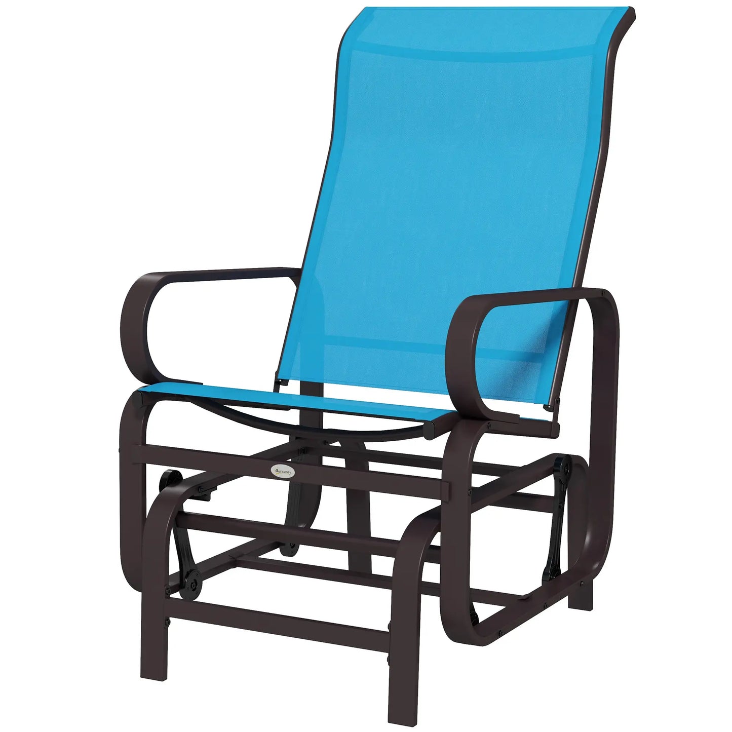 Patio Glider with Mesh Fabric, Outdoor Rocking Chair, Blue Outdoor Gliders at Gallery Canada