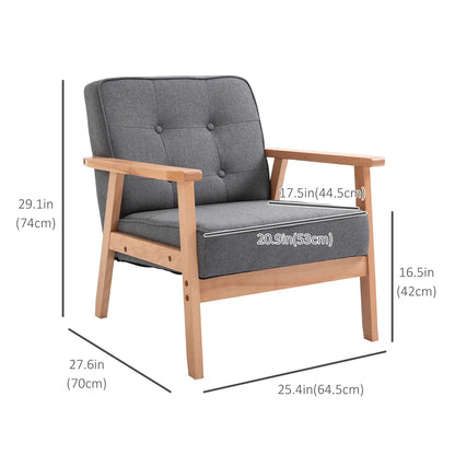 Mid-Century Accent Chair, Modern Fabric Upholstered, Tufted Back, Grey Accent Chairs at Gallery Canada