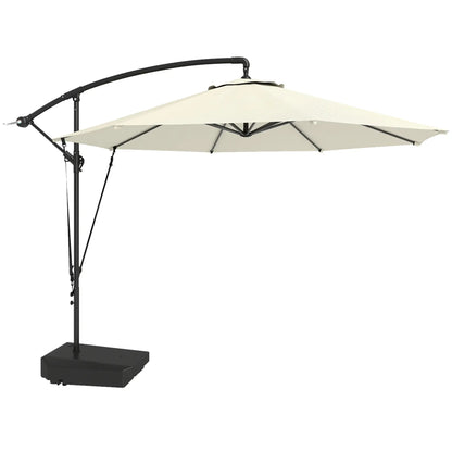 10FT Cantilever Umbrella With Fillable Base, Wind Strap, Cover, Cream White Offset Cantilever Umbrellas at Gallery Canada