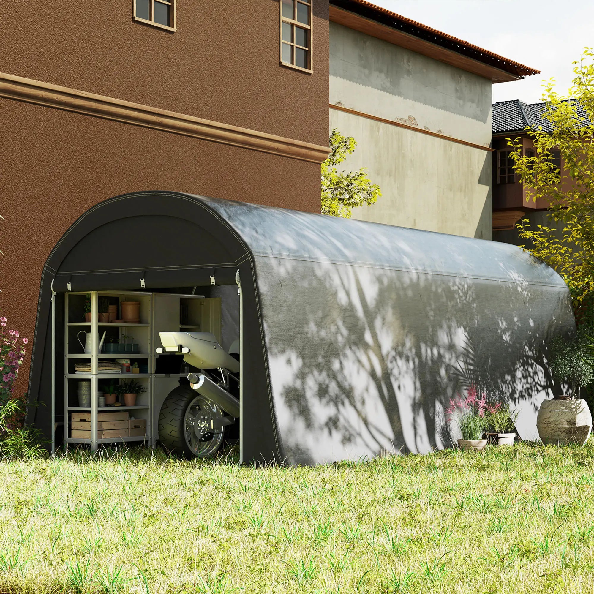 10' x 20' Portable Shed, Motorcycle Bike Tent, Dark Grey Car Shelters at Gallery Canada