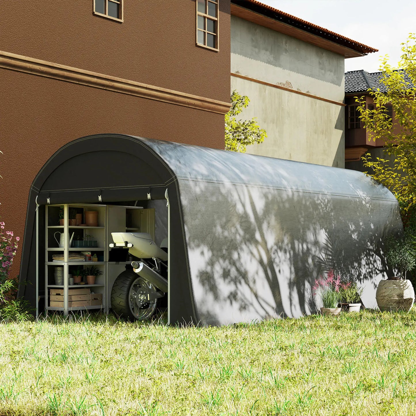 10' x 20' Portable Shed, Motorcycle Bike Tent, Dark Grey Car Shelters at Gallery Canada