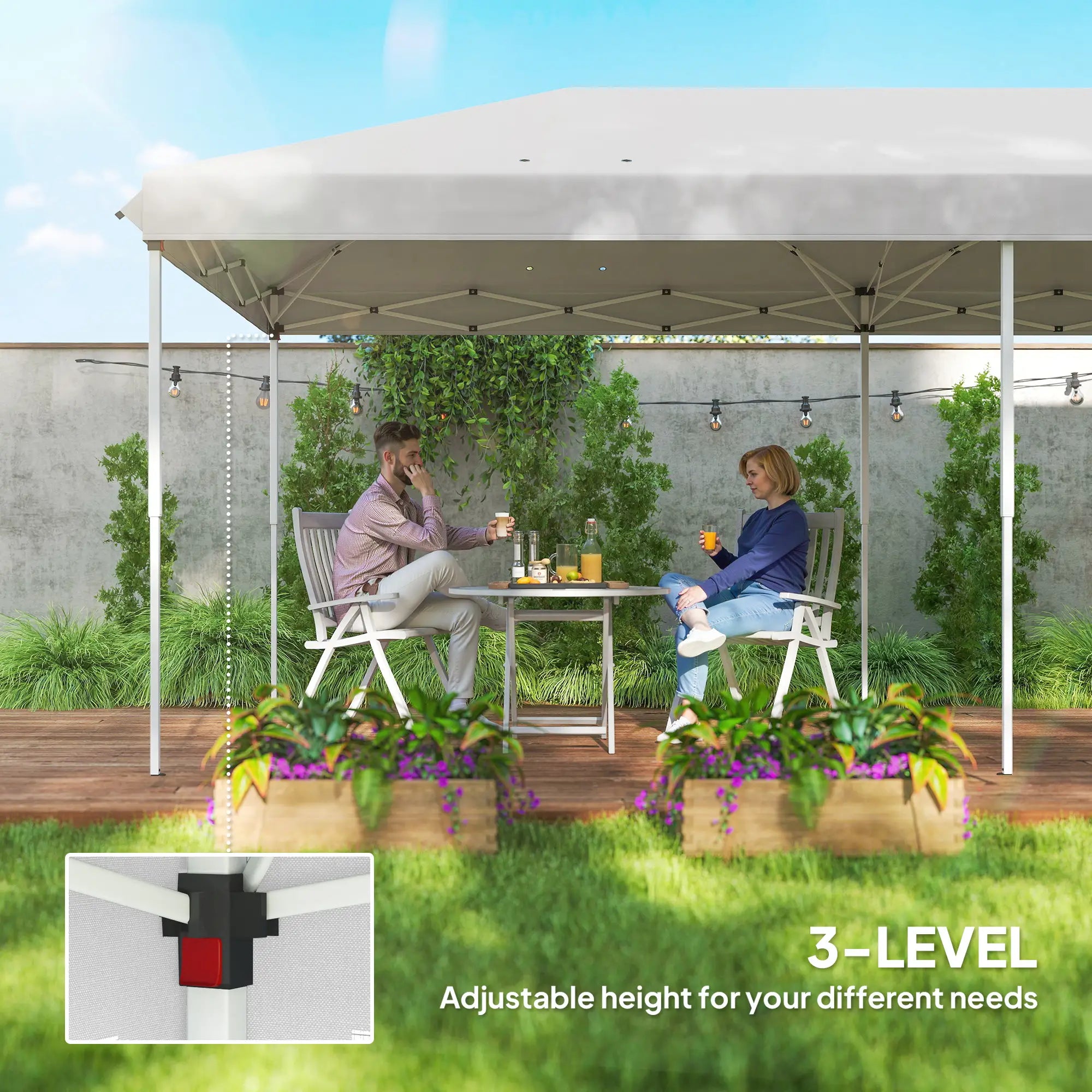 10' x 20' Pop Up Canopy Tent Gazebo, Removable Mesh Sidewall, White Pop Up Canopies at Gallery Canada