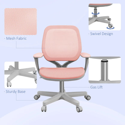 Mesh Back Office Chair, Swivel Castors, Arm, Small, Pink Task Chairs at Gallery Canada