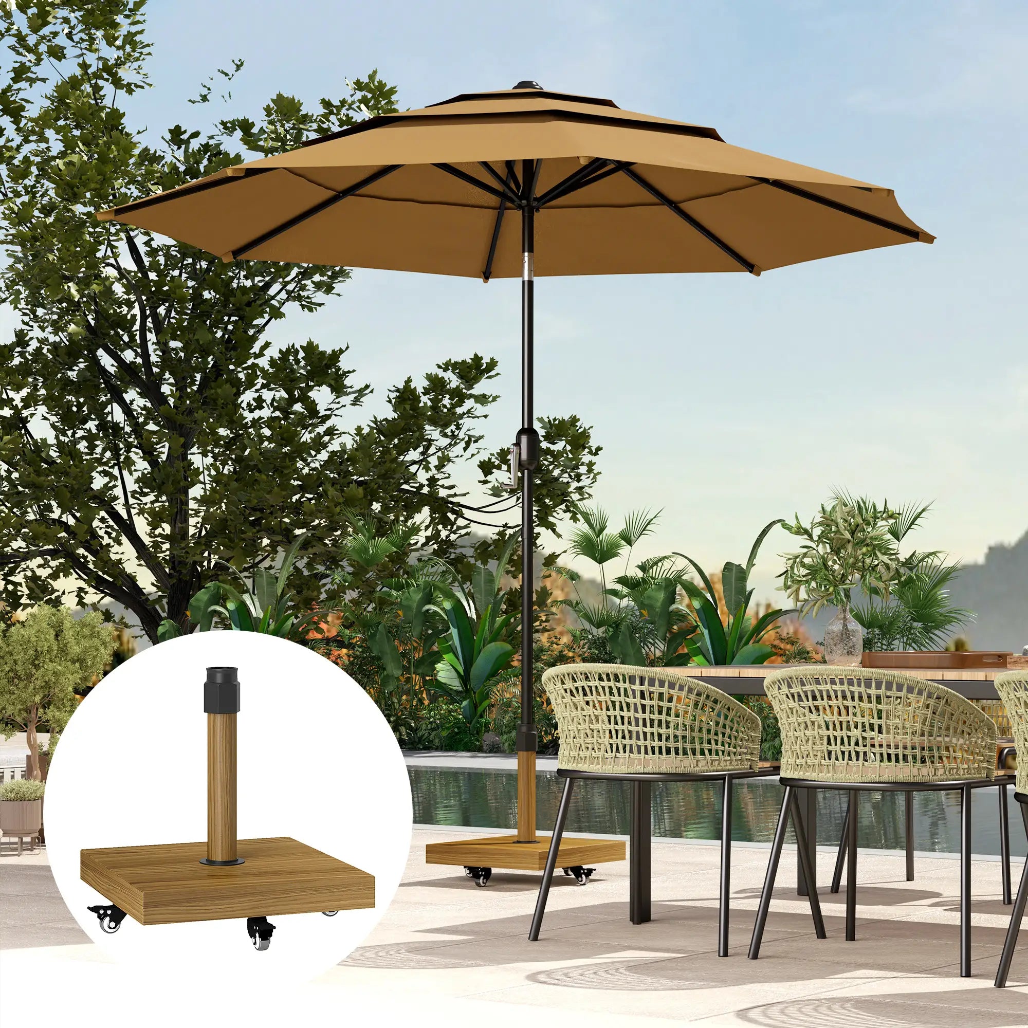 Heavy Duty Patio Umbrella Stand with Wheels, Outdoor Base Holder Umbrella Bases at Gallery Canada