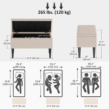 Modern Storage Bench, Ottoman with Lamb's Wool Upholstery, Cream White Storage Ottomans & Benches at Gallery Canada
