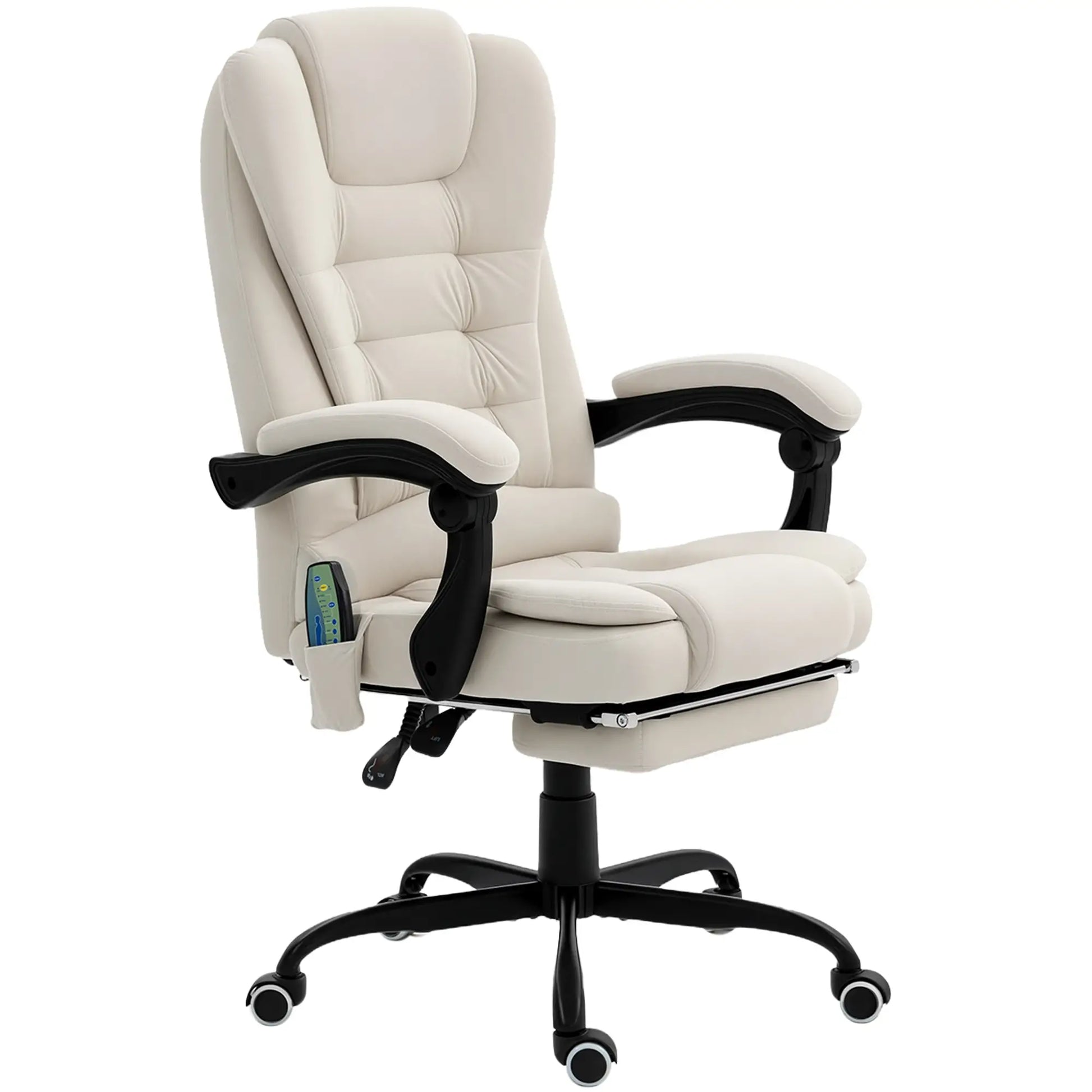 7-Point Vibrating Massage Chair, Reclining Office Chair with Footrest, Beige Massage Chairs Beige at Gallery Canada