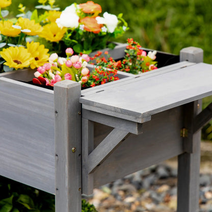 Raised Garden Bed, 8 Grids with Storage Shelf, Elevated Planter Box, Grey Elevated Garden Beds at Gallery Canada