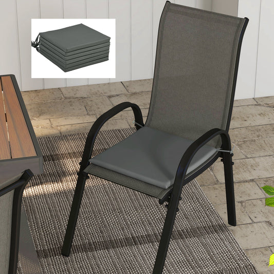6-Piece Seat Cushion Pillows Replacement, Patio Chair Cushions Set with Ties for Indoor Outdoor, Charcoal Grey - Gallery Canada