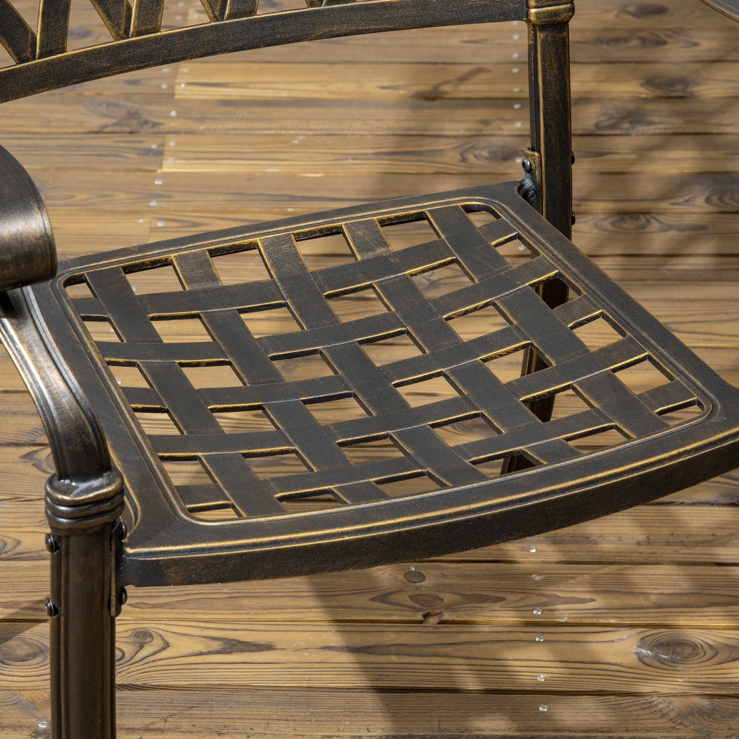 7-Piece Patio Dining Set, Cast Aluminum, 6 Cushioned Chairs, Rectangle Table, Khaki Bistro Sets at Gallery Canada