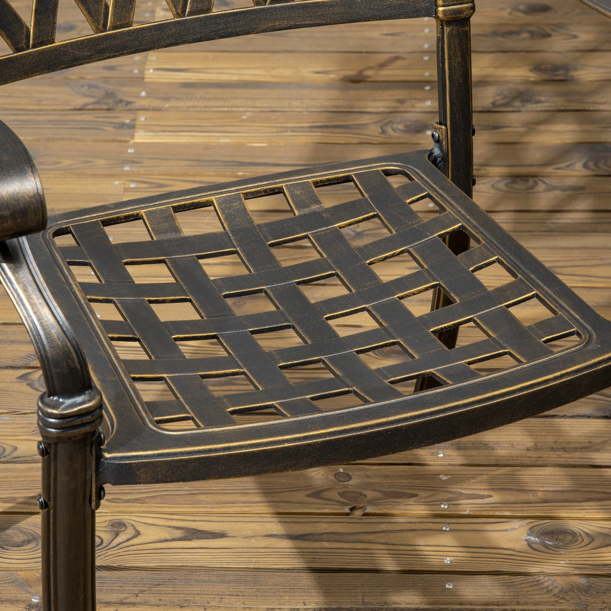 7-Piece Patio Dining Set, Cast Aluminum, 6 Cushioned Chairs, Rectangle Table, Khaki Bistro Sets at Gallery Canada