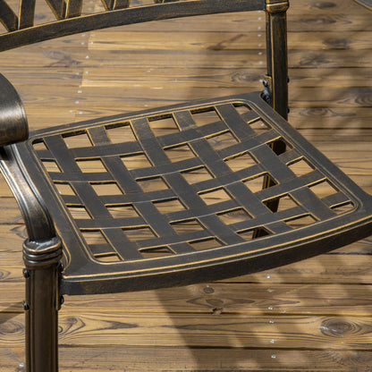 7-Piece Patio Dining Set, Cast Aluminum, 6 Cushioned Chairs, Rectangle Table, Khaki Bistro Sets at Gallery Canada