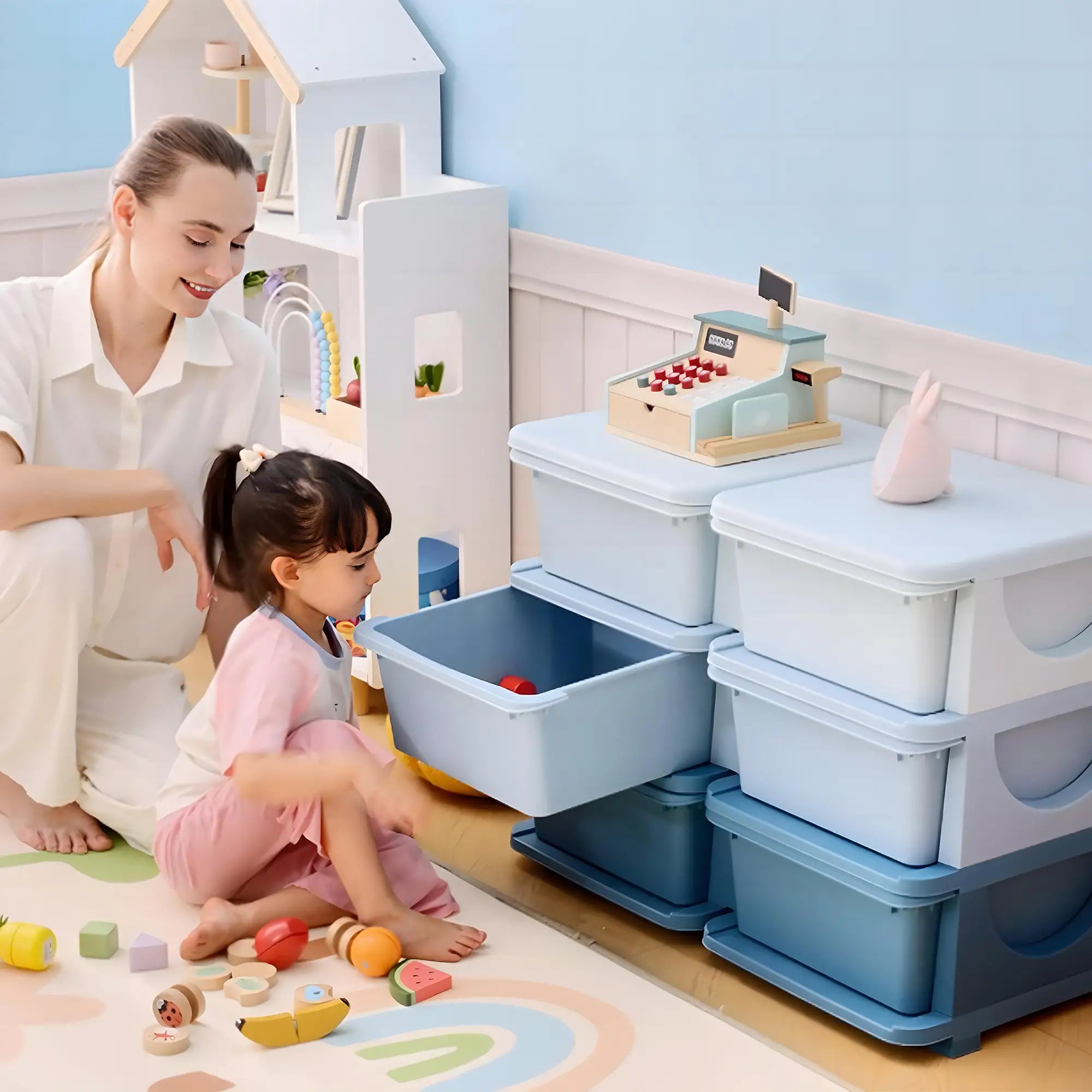 3 Tier Kids Toy Organizer, 6 Plastic Drawers, Blue Baby & Kids Storage at Gallery Canada