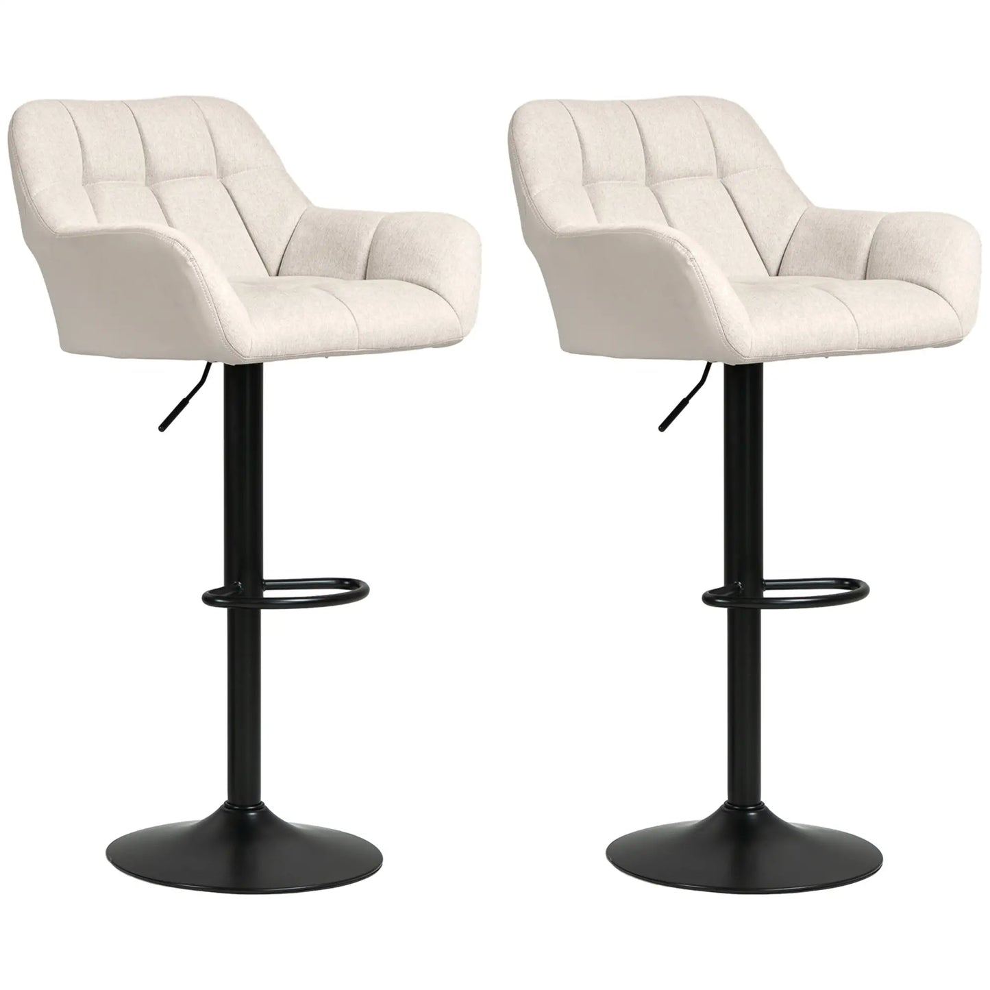 Swivel Barstools Set of 2, Adjustable Height, PU Leather, Cream White Bar Stools Cream at Gallery Canada